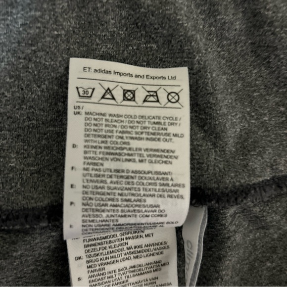 Adidas Pants Womens Medium Gray Activewear Athleisure Elastic Waist Cropped Logo - Picture 6 of 9